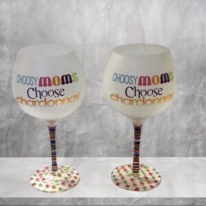 HAND PAINTED WINE GLASSES SET OF 2